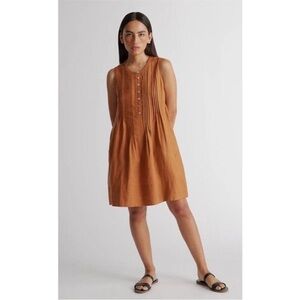 Quince Terracotta Orange Linen Sleeveless Swing Mini Dress sz S Women's